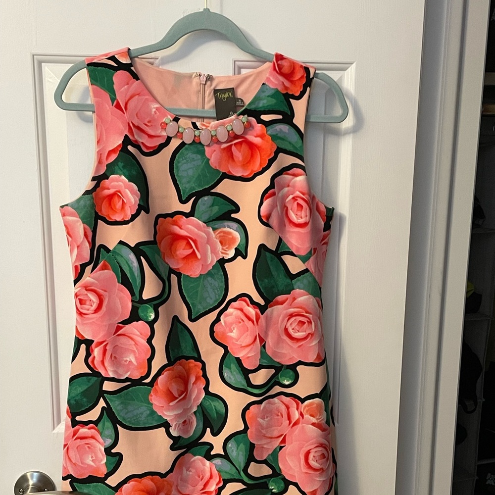 Taylor Pink Gem & Floral Dress Size 10